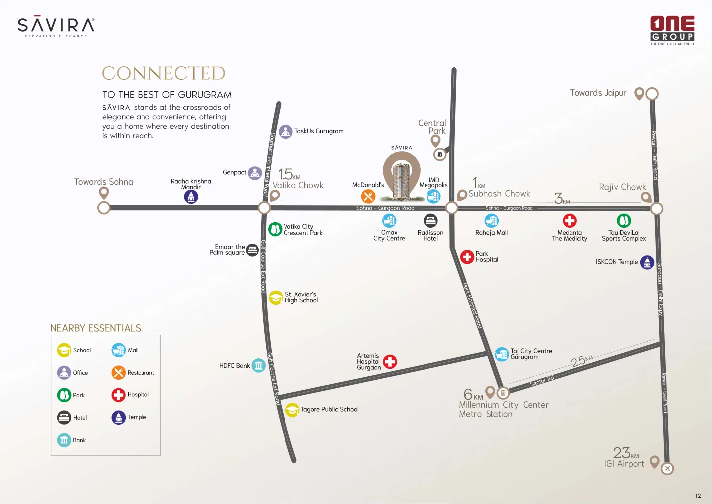 Saavira connectivity map — Sector 48, Gurugram