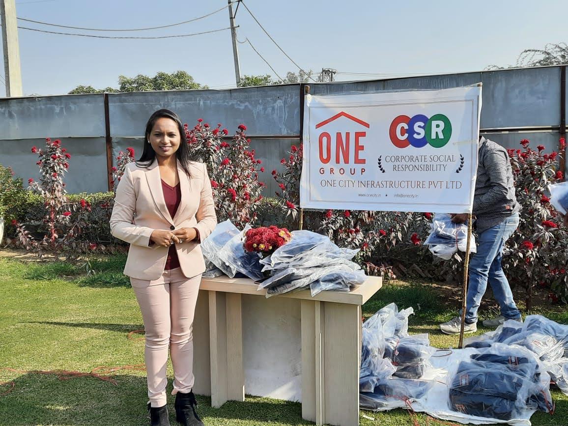 A foundation team member ready for a distribution drive