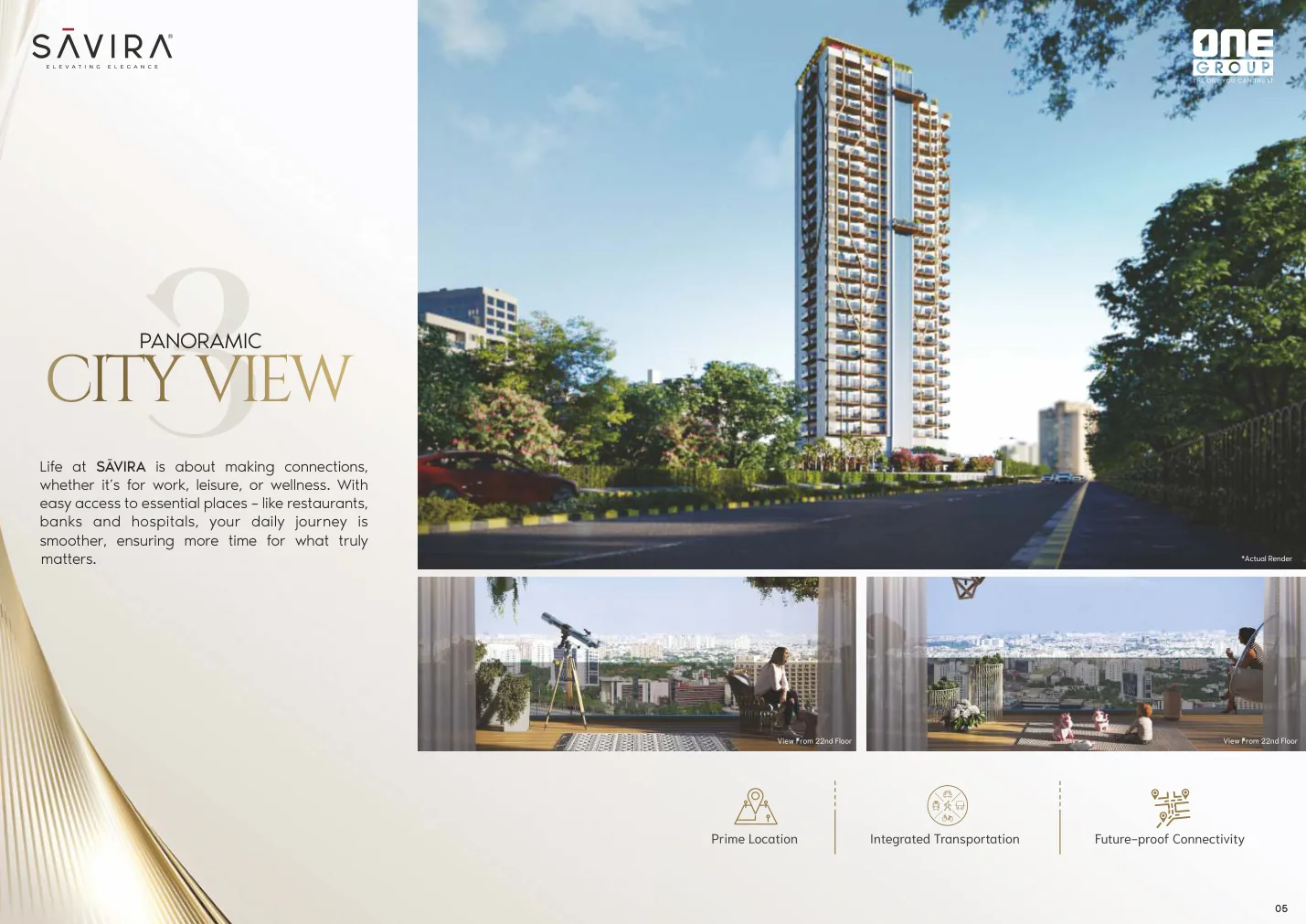 The Saavira — panoramic Gurugram city view from upper-floor balcony