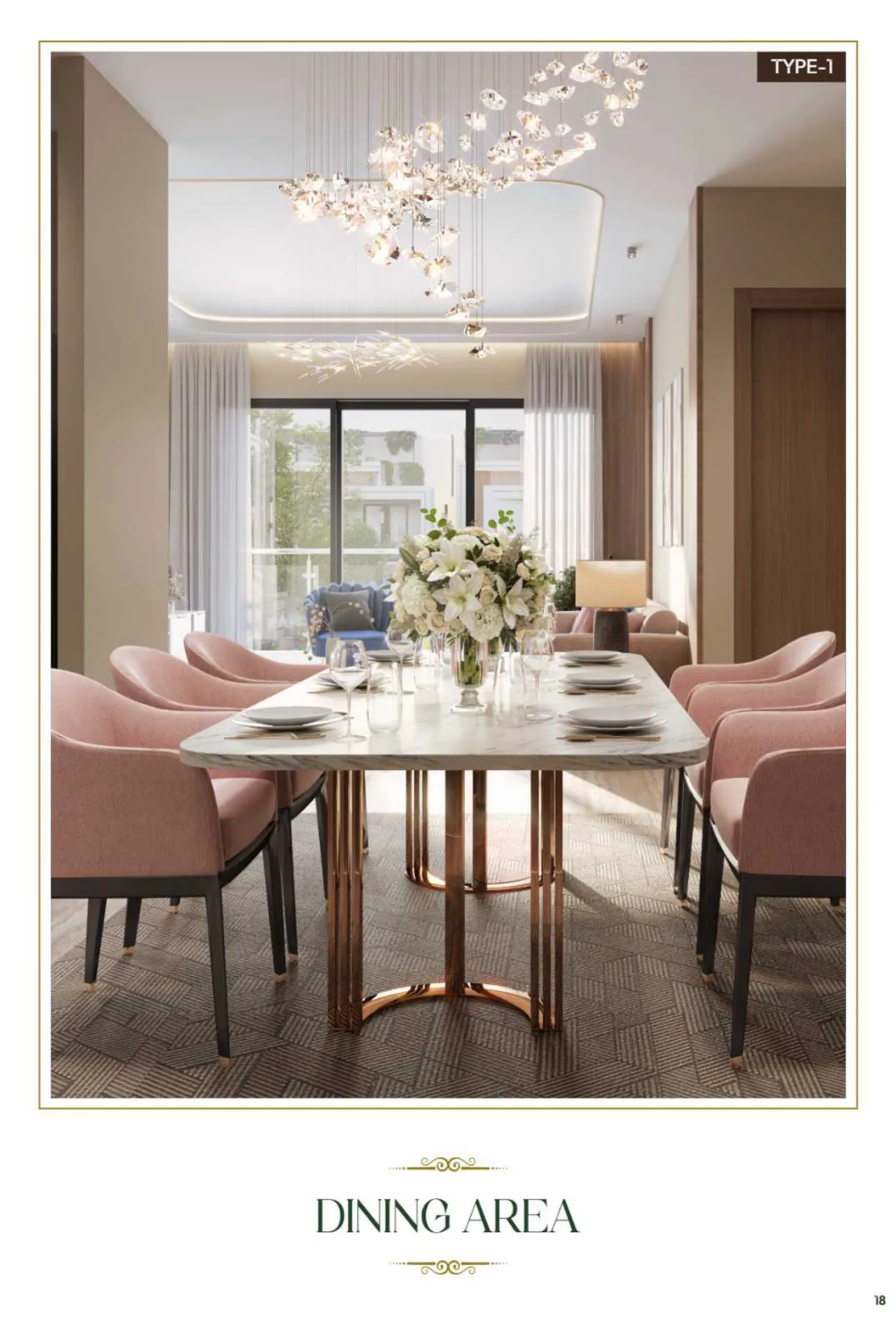 The Clermont — dining area render, Type-1