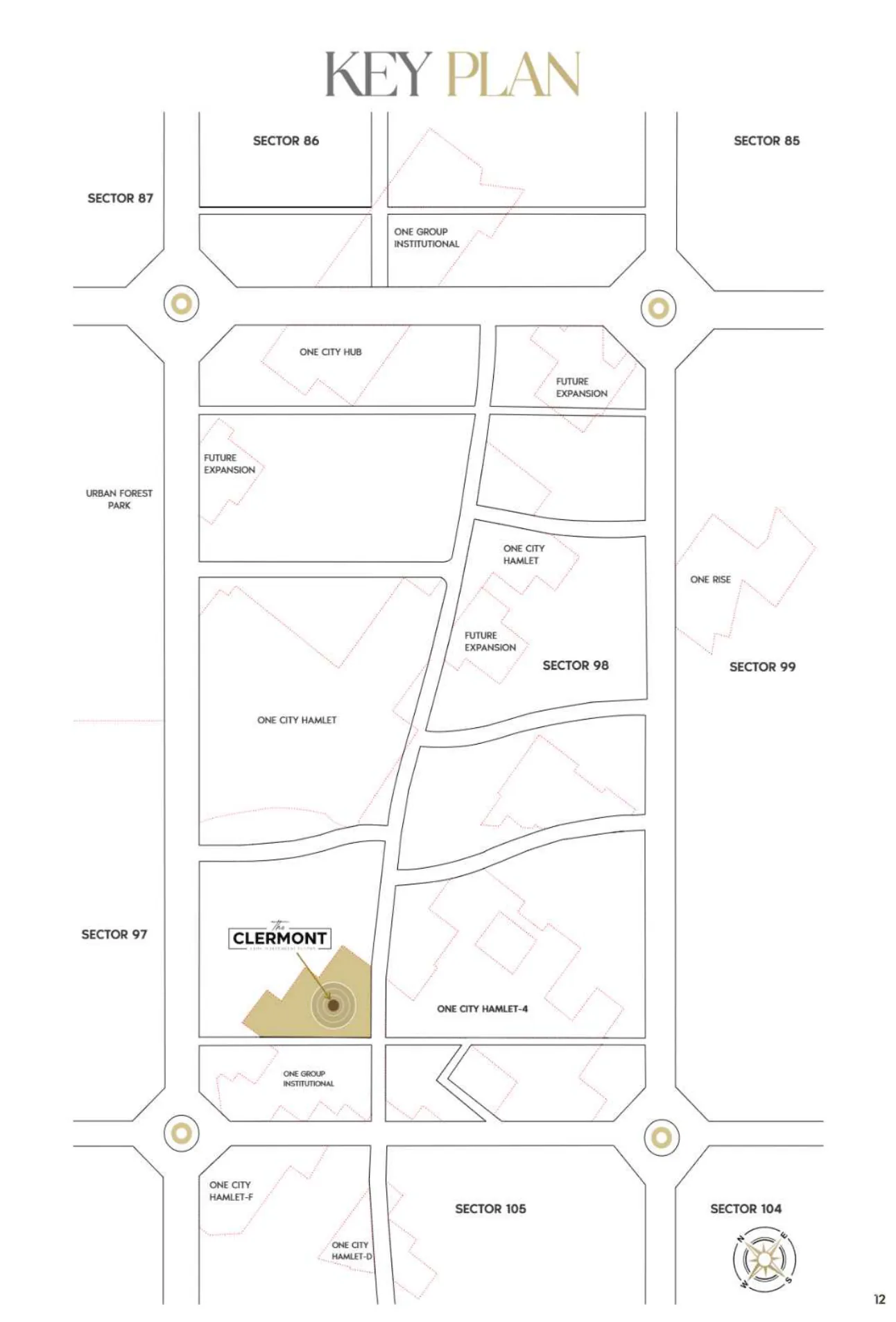 The Clermont — key plan within Sectors 97 to 106, Mohali